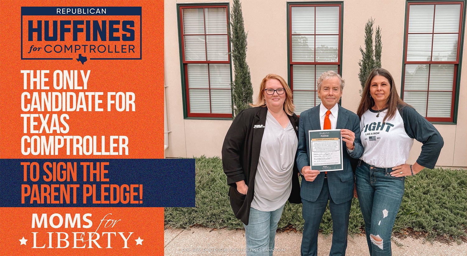 Huffines Signs Moms for Liberty Parent Pledge